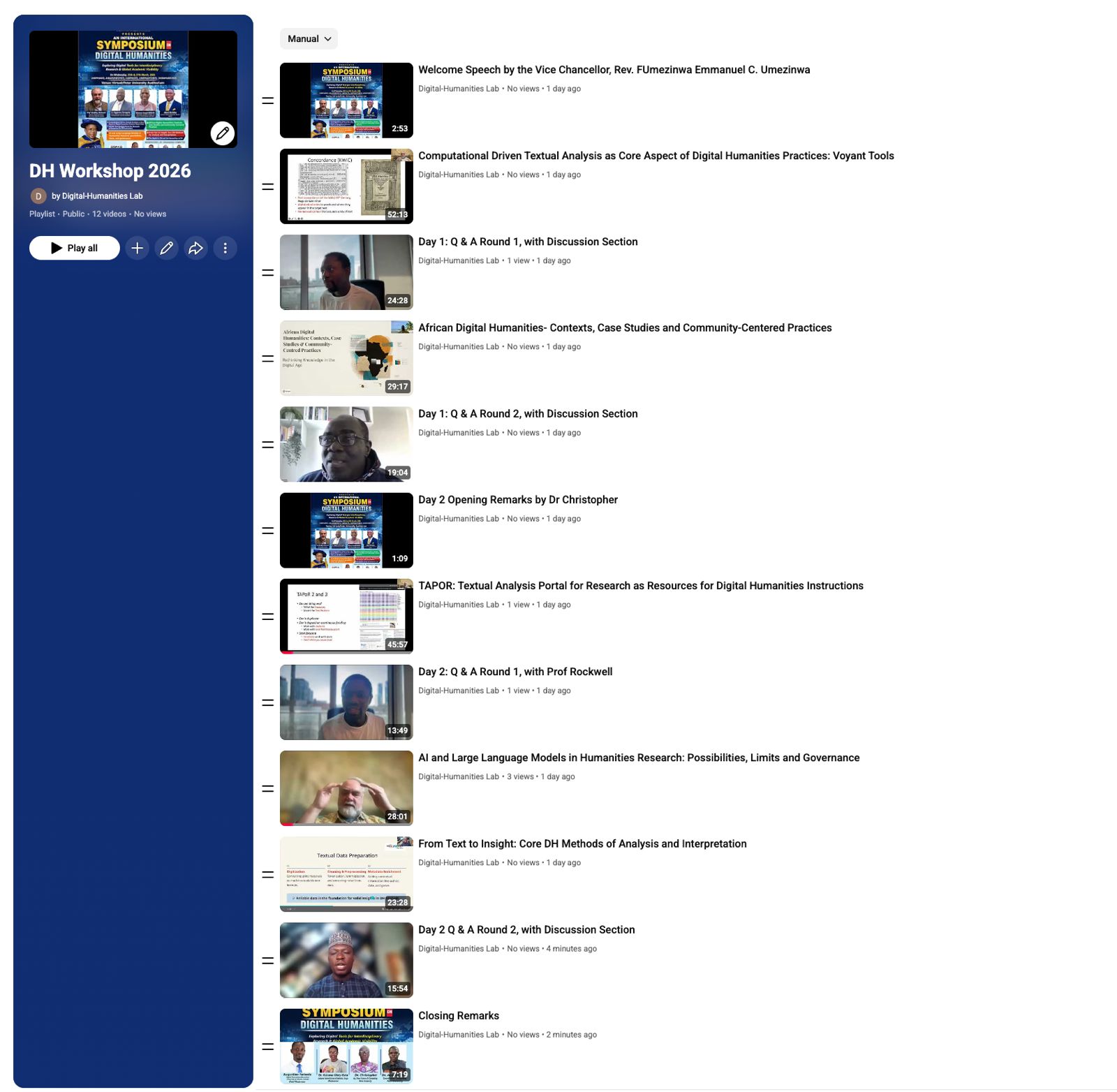 DH Workshop 2026 YouTube playlist